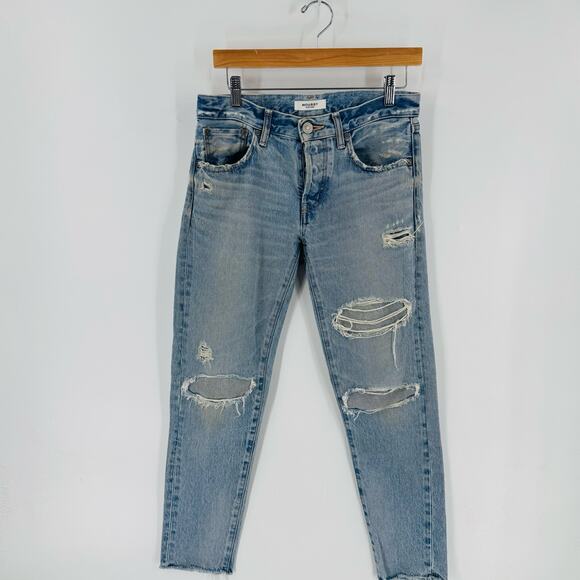 Moussy Vintage Distressed Ripped Skinny Jeans 100% Cotton Size 26 Light Wash - Picture 9 of 9